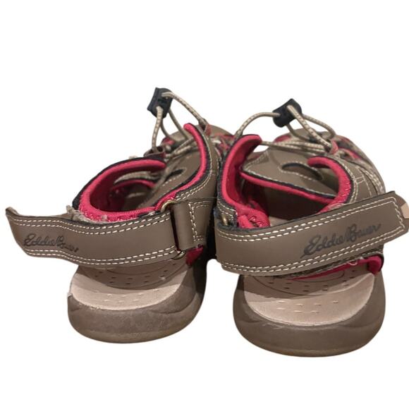 Eddie Bauer Sandals Womens Size 5 Taupe Pink Water Sport Closed Toe Bungee EUC - Picture 4 of 6